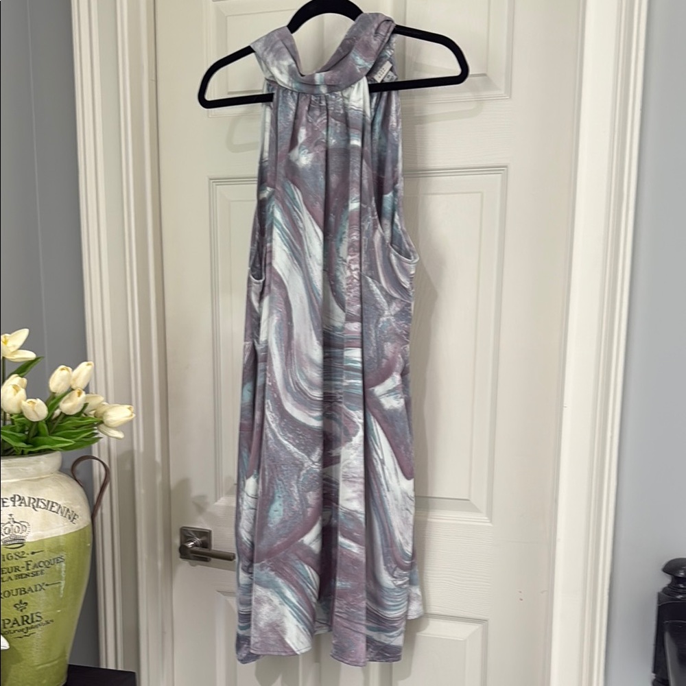 Elegant Marble Print Halter Dress